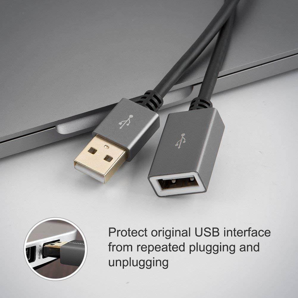 CableCreation 6.6FT USB 2.0 Extension Cable, USB A Male to Female extension lead for Gamepad, Flash Drive, Mouse, Keyboard, Printer, Scanner, Card Reader, 2 Meters, Black