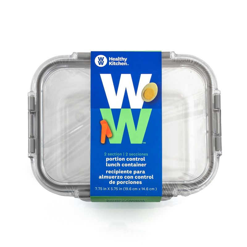 Weight Watchers 2 Section Glass Portion Control Lunch Container with Lid