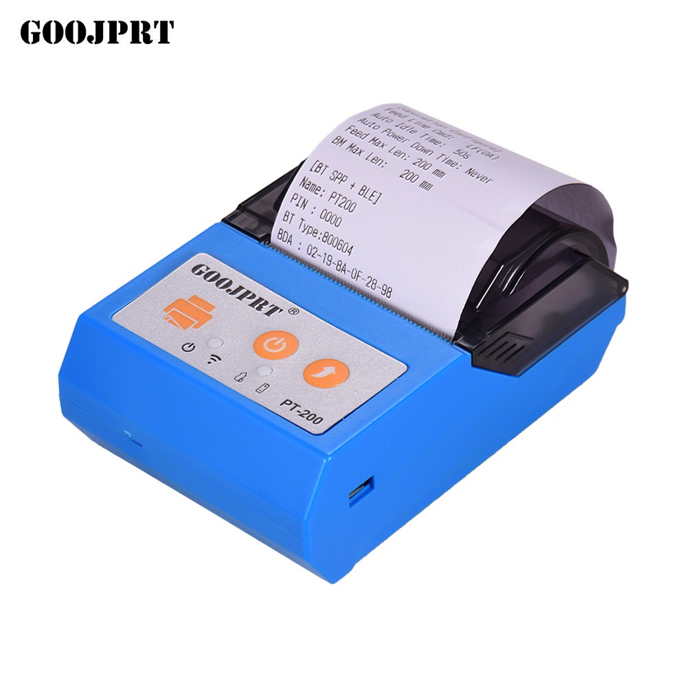 PT200 Portable Wireless BT 58mm Receipt Thermal Printer Mini Personal Bill Printer Compatible with ESC/POS Print Commands Set for iOS Android Windows for Restaurant Supermarket Retail Store Business