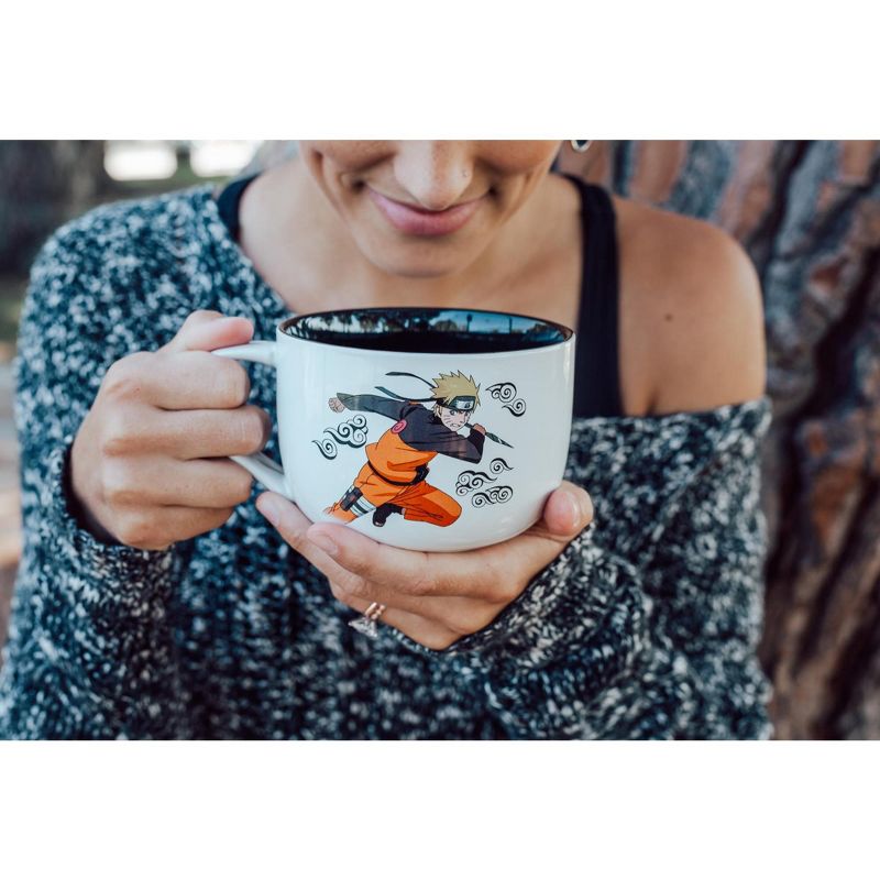 Just Funky Naruto Anime Ceramic Ramen Soup Mug with Spoon - Awesome 20 oz Coffee Cup for Office