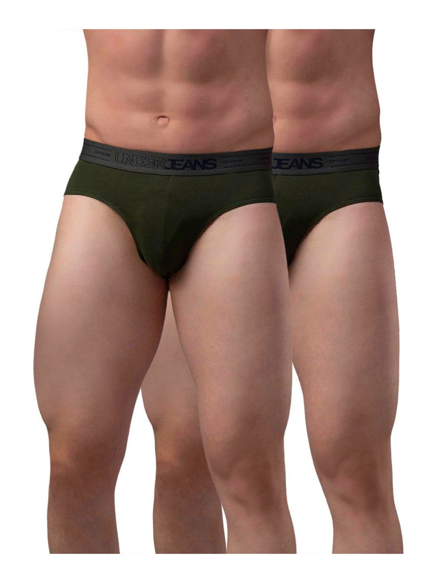 UnderJeans by Spykar Olive Briefs - Pack of 2