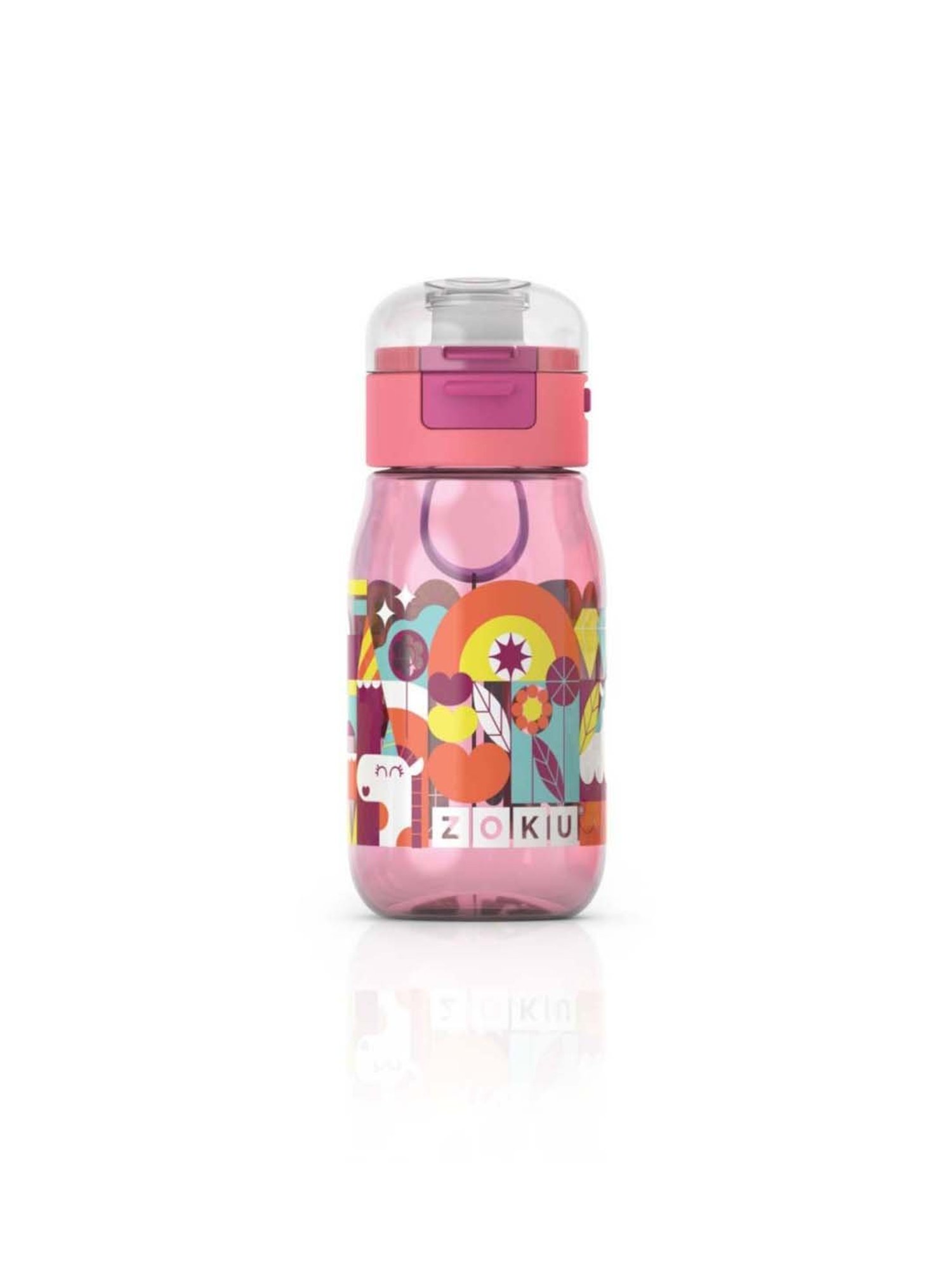 Zoku Pink 475 ML Plastic Flip Gulp Straw Bottle - Set of 1