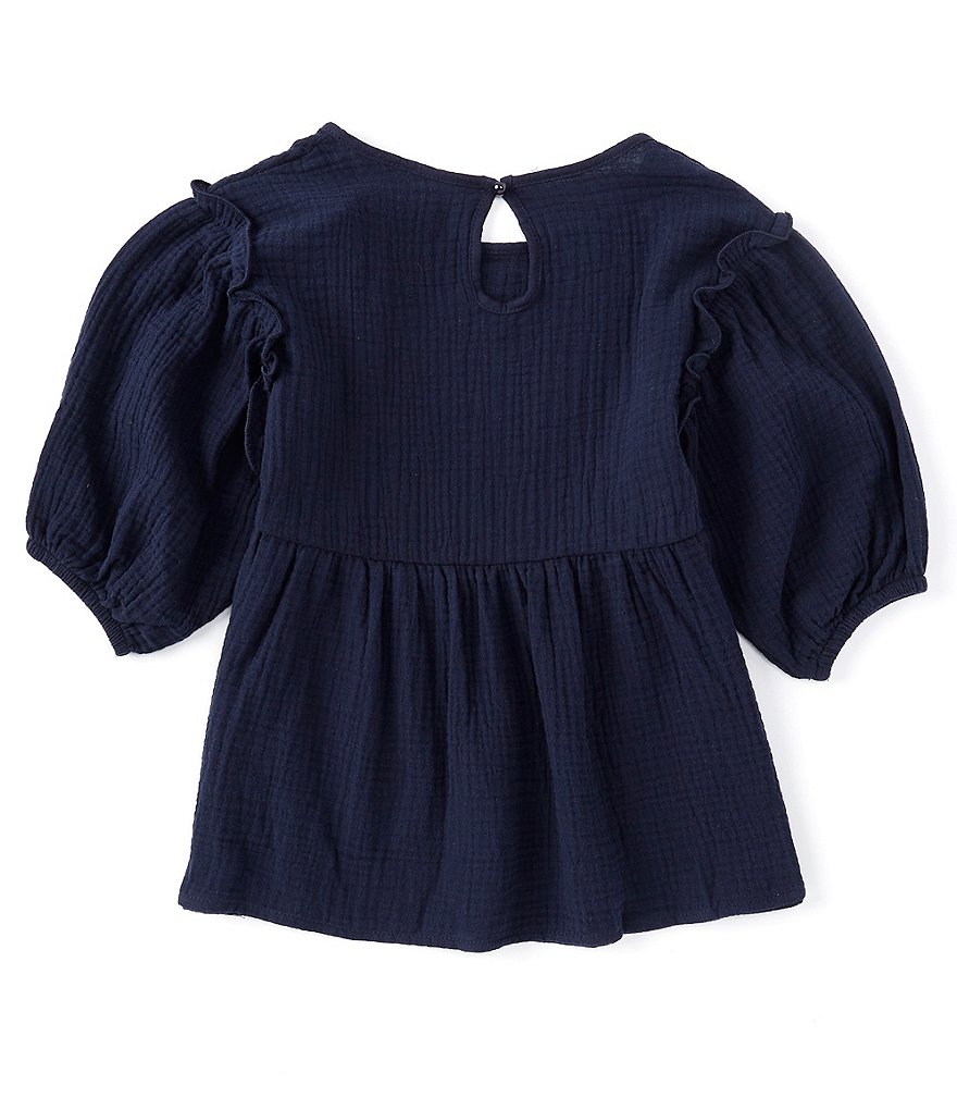 Xtraordinary Big Girls 7-16 Long-Sleeve Dobby Crepe Babydoll Top