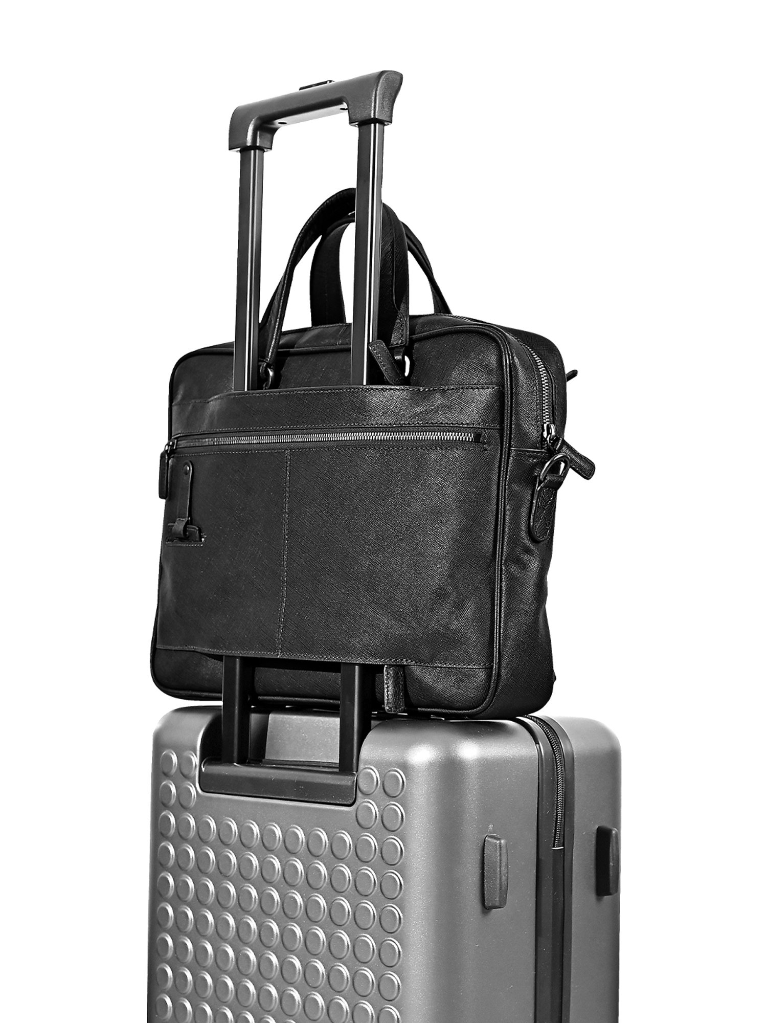 Eske Lewes 15 inch Black Leather Large Laptop Messenger Bag