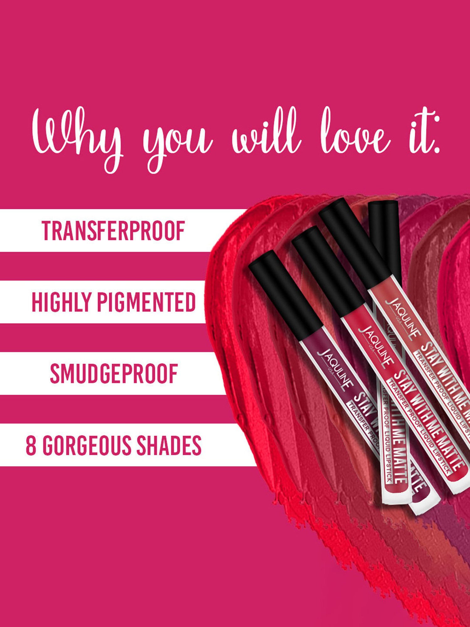 Jaquline USA Stay With Me Matte Liquid Lipstick Drama Queen - 3 ml