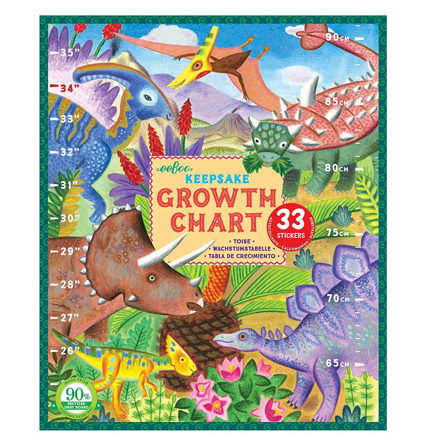 eeBoo Grow Like a Dinosaur Height Growth Chart for Boys