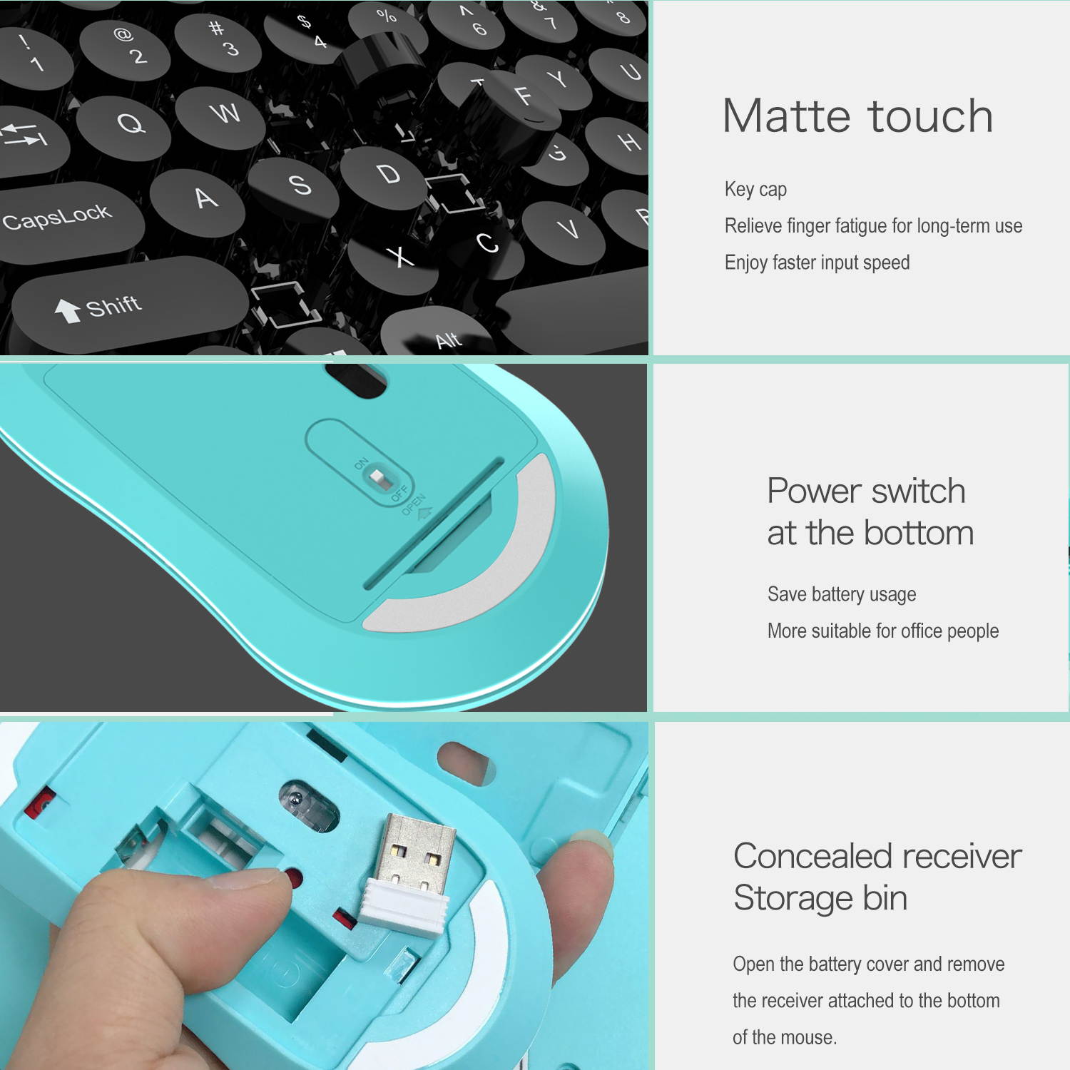 AUTENS 2.4G Wireless Keyboard and Mouse Combo Punk Keycap 77 Keys with USB Receiver for PC, Desktop, Computer, Laptop, Windows XP/Vista/7/8/10