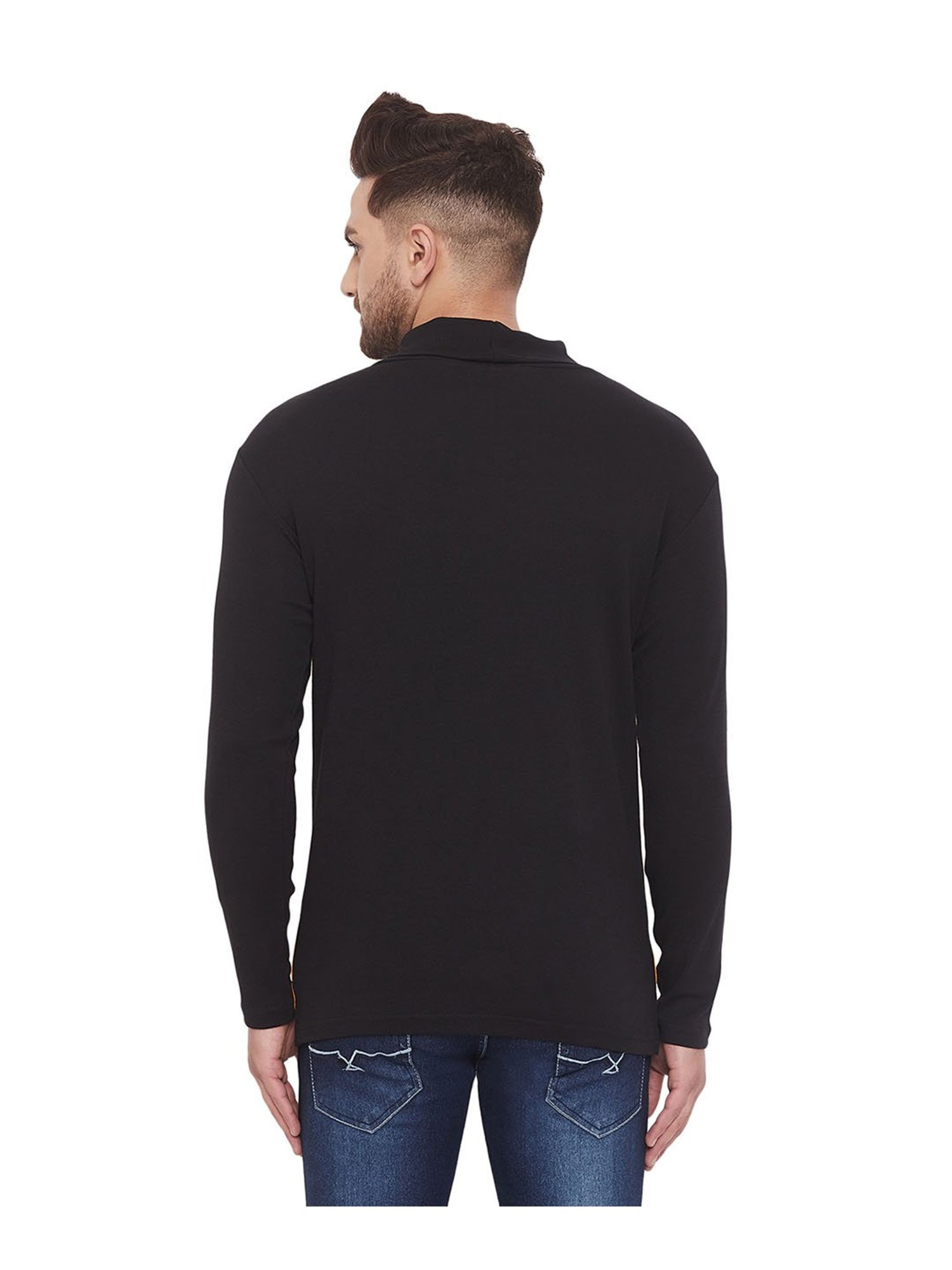 Hypernation Black & Yellow Colour-Block T-Shirt