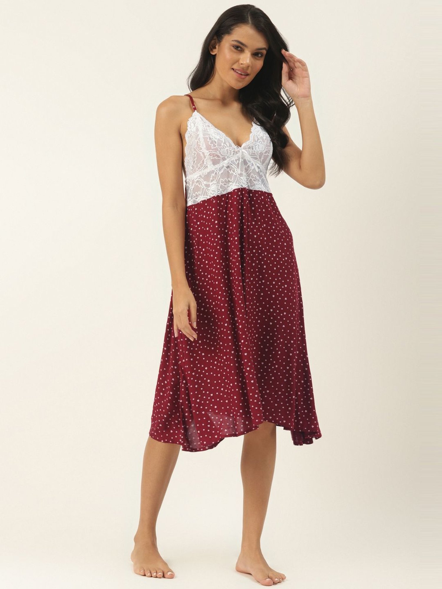Ms.Lingies Maroon Printed Chemise