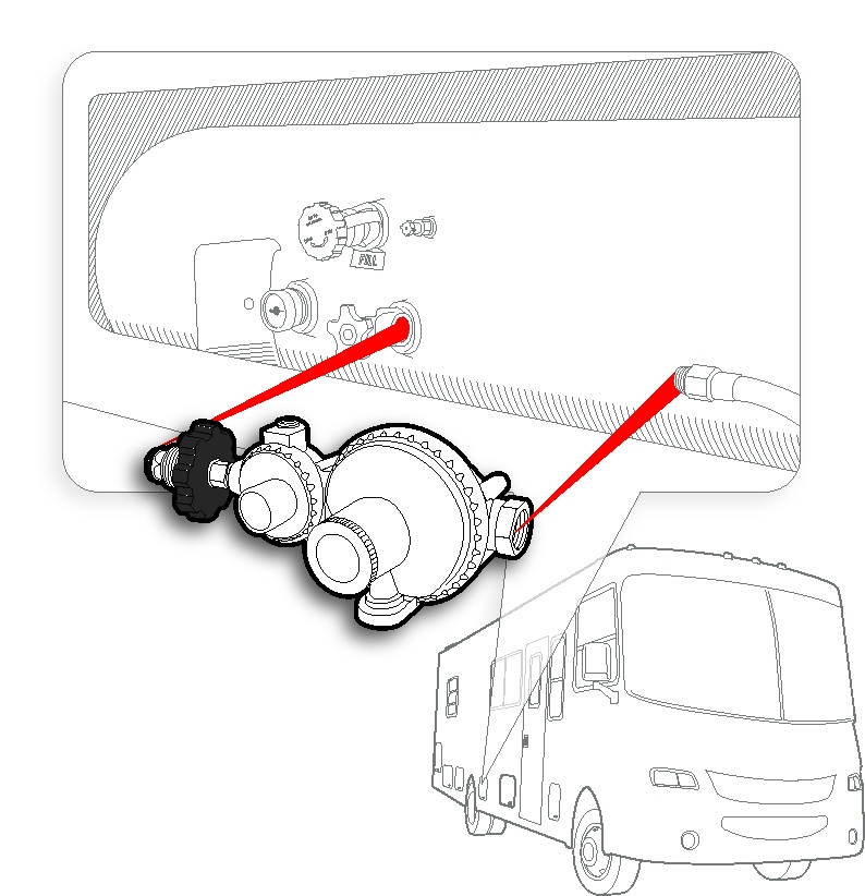 camco 59333 horizontal two stage propane regulator with pol
