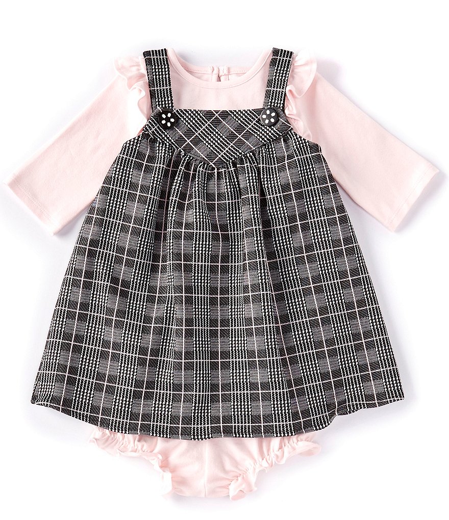 Laura Ashley Baby Girls Newborn-24 Months Long-Sleeve Ruffle Tee & Plaid Jumper