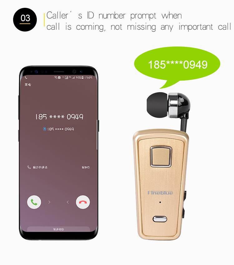 FineBlue F980 Wireless Bluetooth Original Earphone Handsfree portability scalable Earbud with Microphone Earphone (Black)