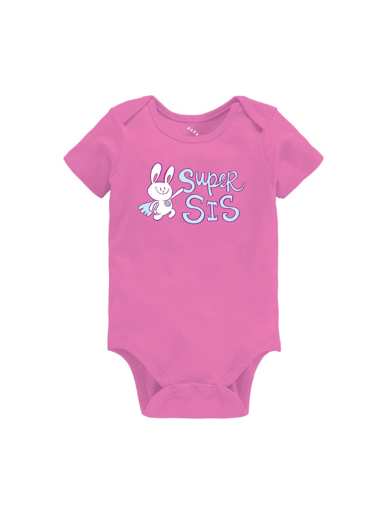Zeezeezoo Kids Pink Super Sis Printed Onesie