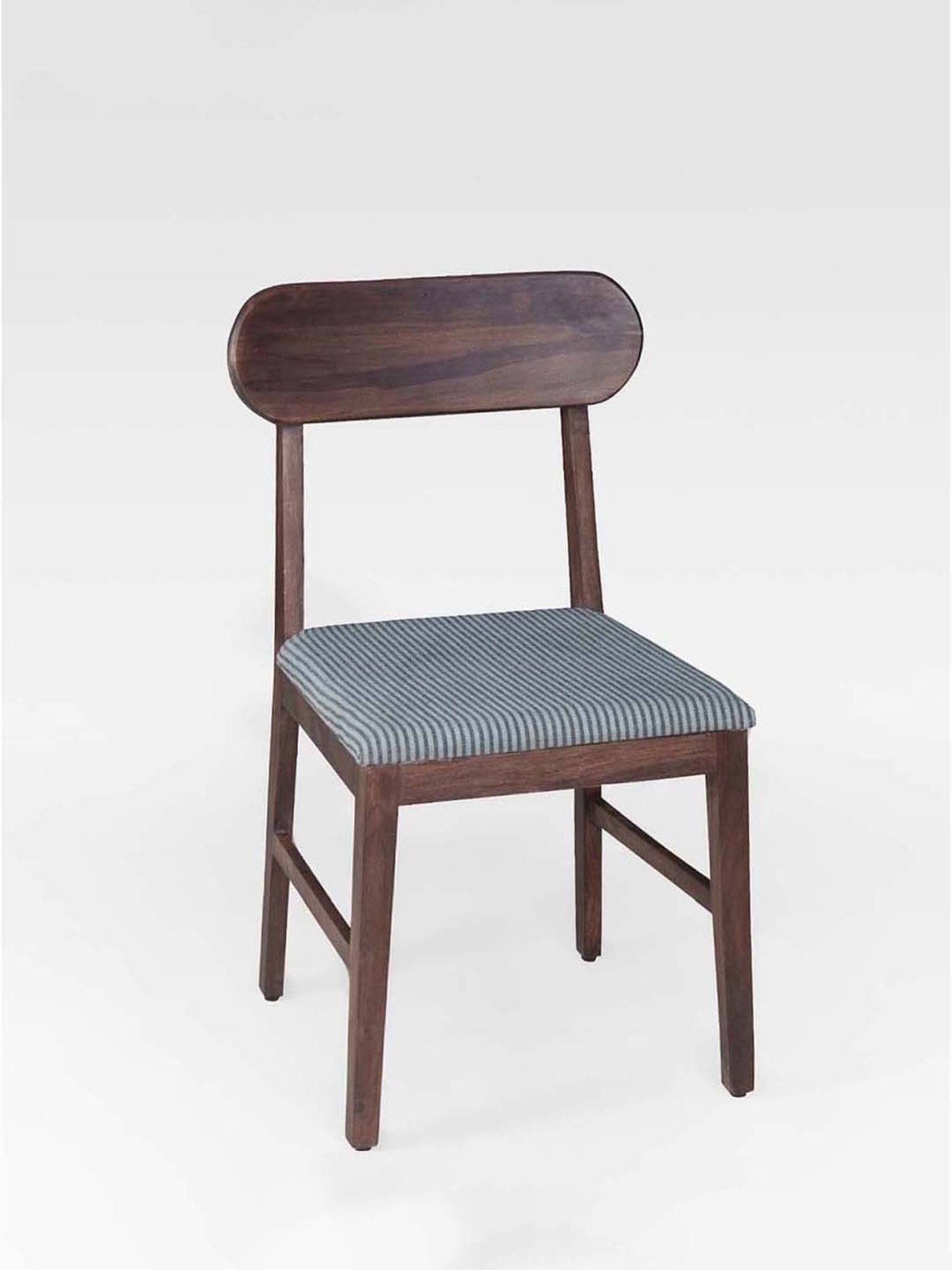 Fabindia Home Home Blue & Brown Sheesham Wood Textured Liniya Semi Dining Chair