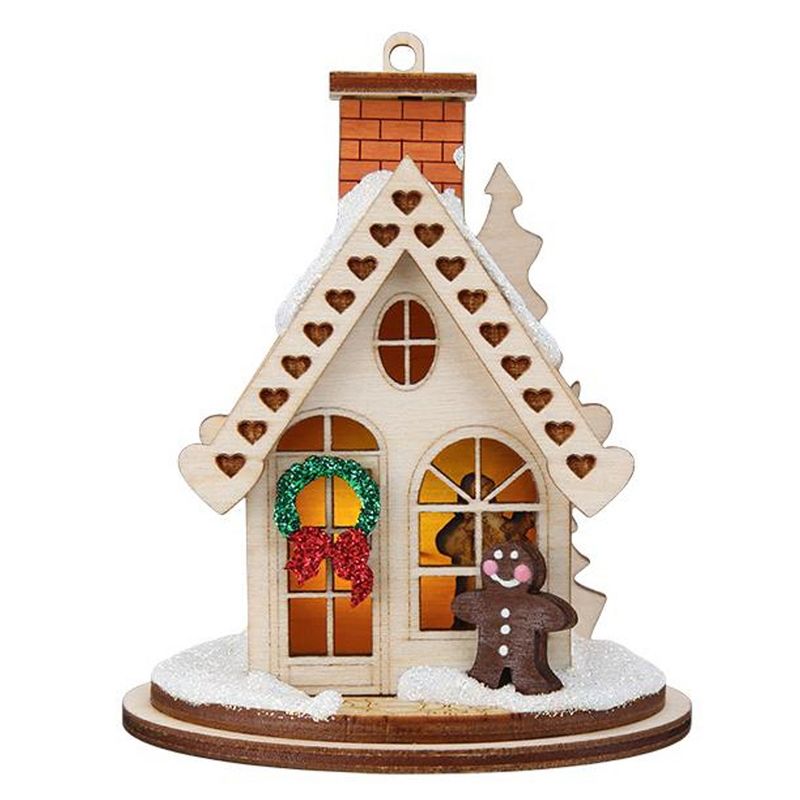 Ginger Cottages 3.25" Gingerbread Cottage Ornament Wreath House  -  Tree Ornaments