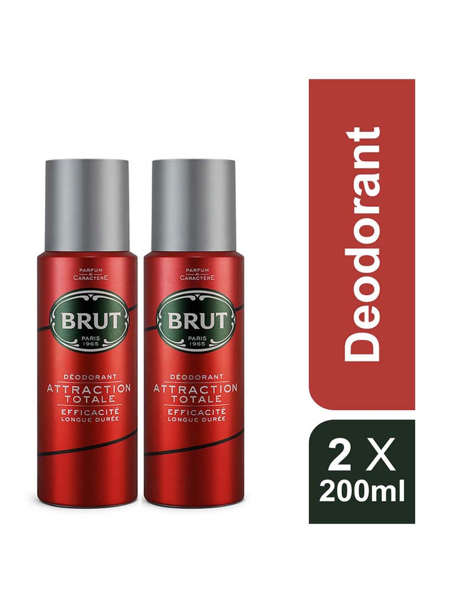 Brut Attraction Long Lasting Deodorant Spray for Men - 200 ml (Pack of 2)