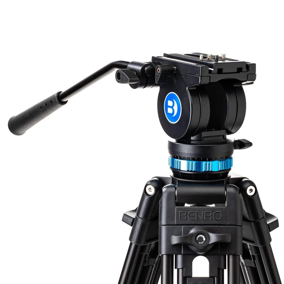 Benro KH25P Video Tripod with Head, 11lb Payload, Continuous Pan Drag, Anti-Rotation Camera Plate (KH26P)
