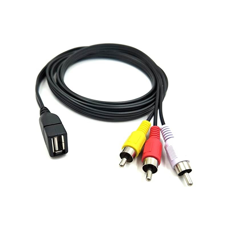 USB to RCA Cable USB 20 Female to 3 RCA Male Video AV Camcorder Adapter Cable for TVMacPC 5 feet15M
