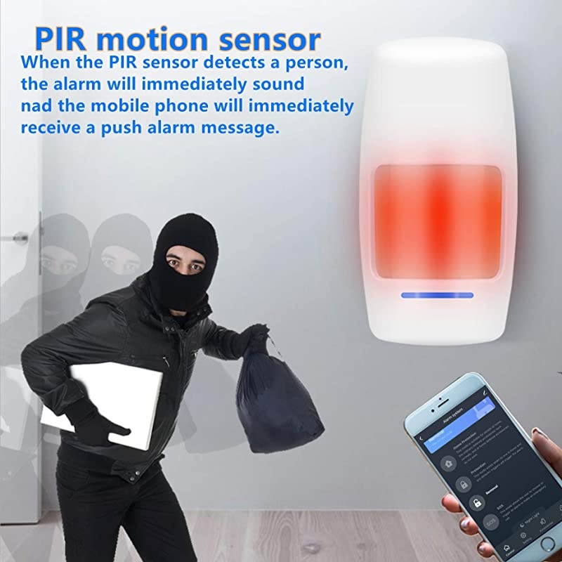 Home Alarm System 8-Piece kit, Alarm Security System Free App and notisfication Push with Optional 24/7 Professional Monitoring, Works with Alexa