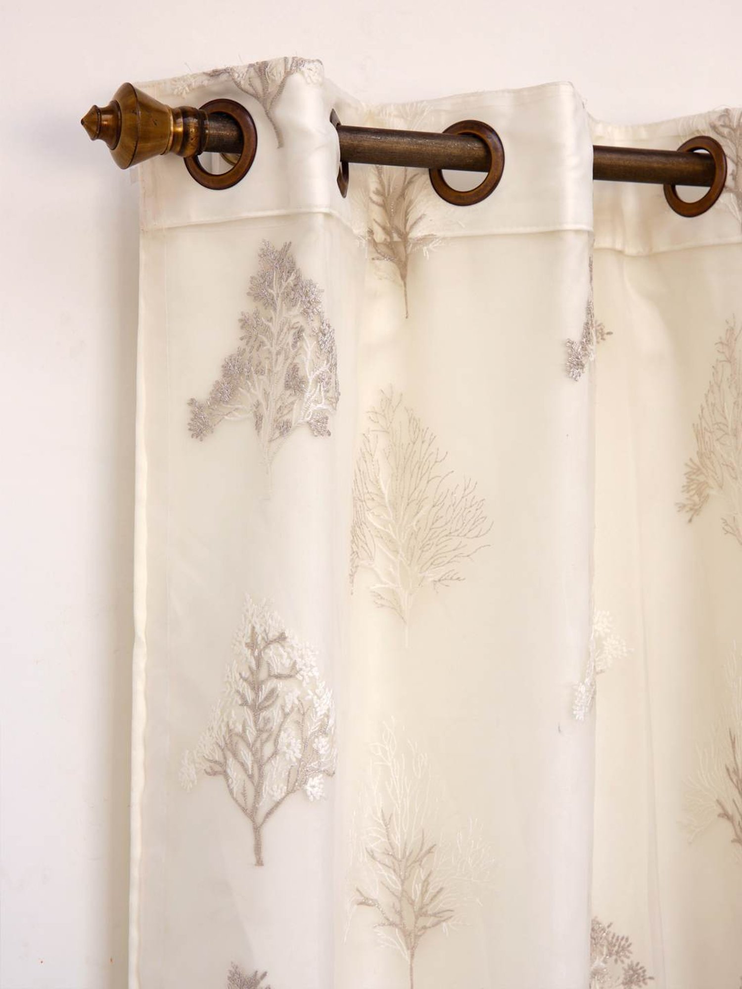 Ariana Embroidery Silver Polyester 5 ft Window Curtain
