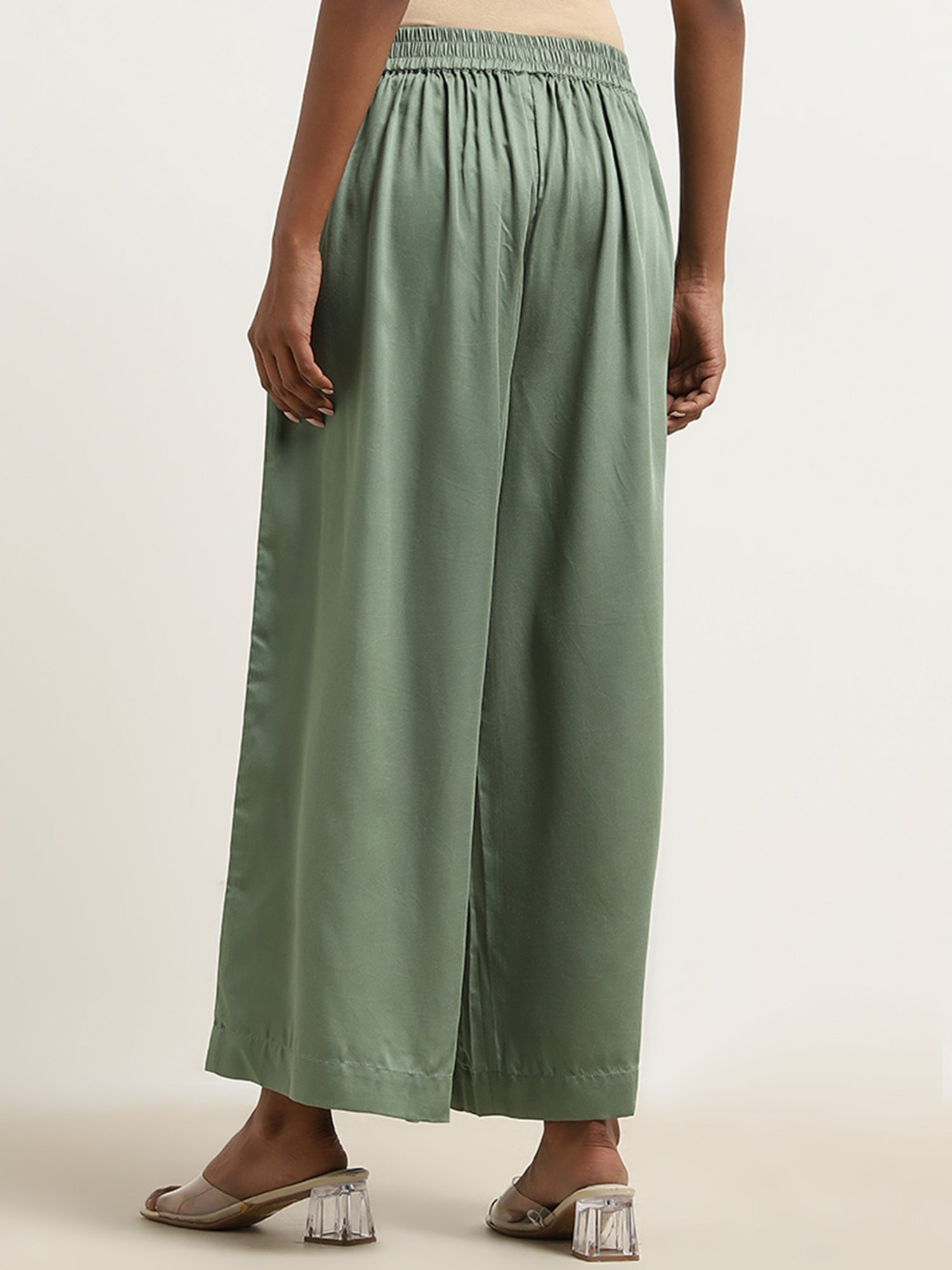 Zuba by Westside Sage Solid Mid-Rise Palazzos