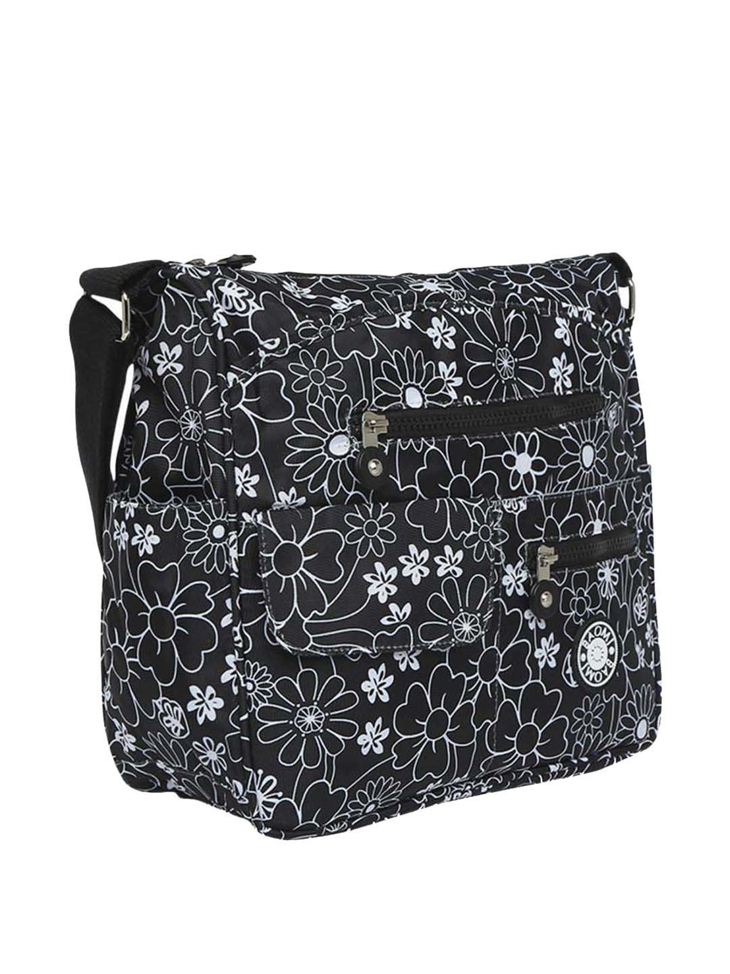 Baomi Black Printed Medium Cross Body Bag