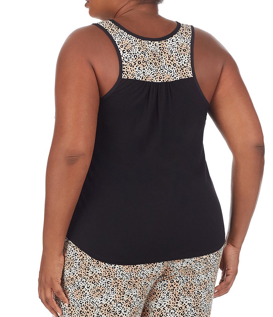 Kensie Plus Animal Print Woven Coordinating Sleep Tank