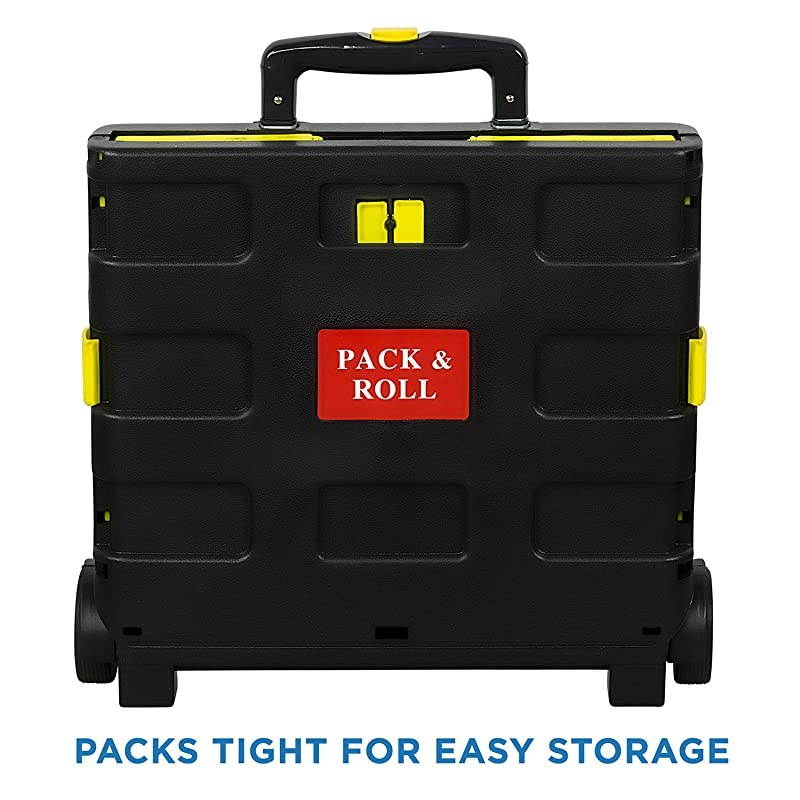 Rolling Utility Cart Folding and Collapsible Hand Crate on Wheels 55 lbs Capacity