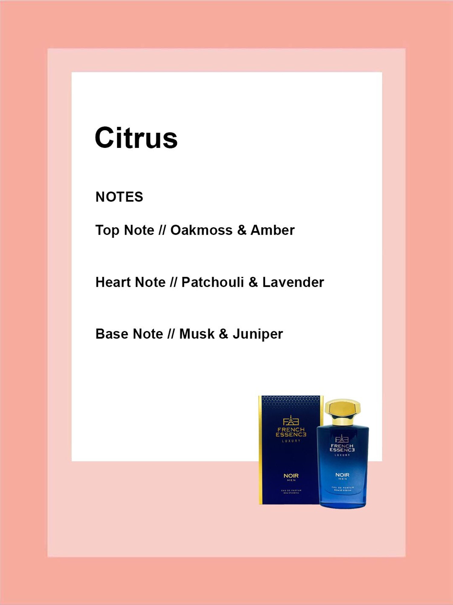 French Essence Luxury Noir Eau de Parfum for Men - 60 ml