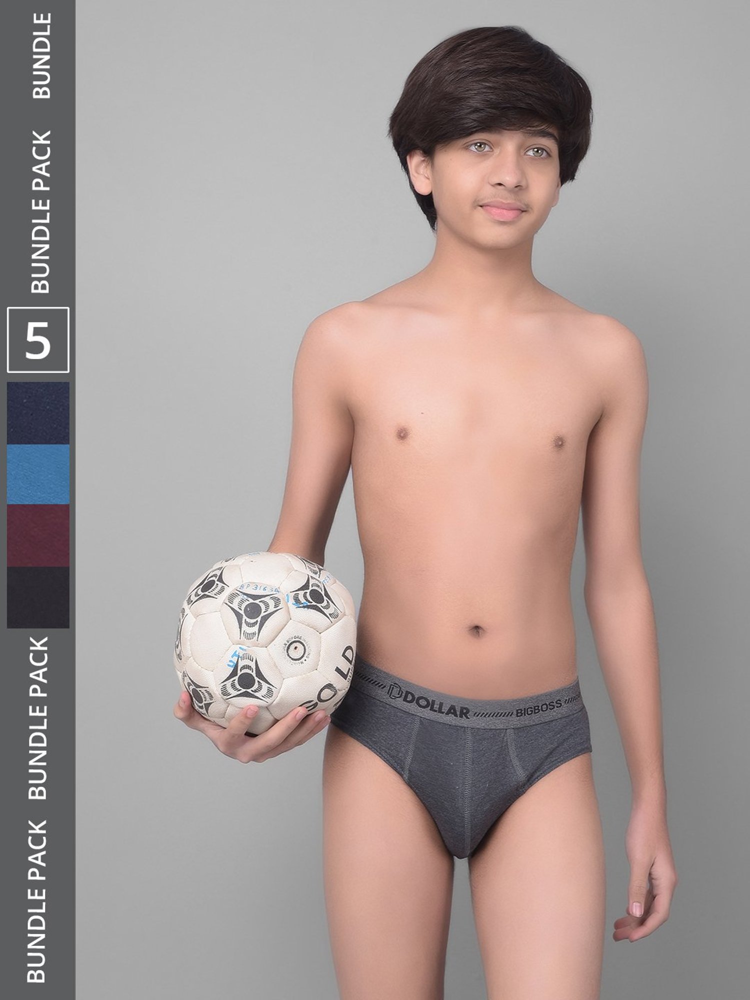 Dollar Bigboss Boys Multicolor Solid Briefs (Pack Of 5)
