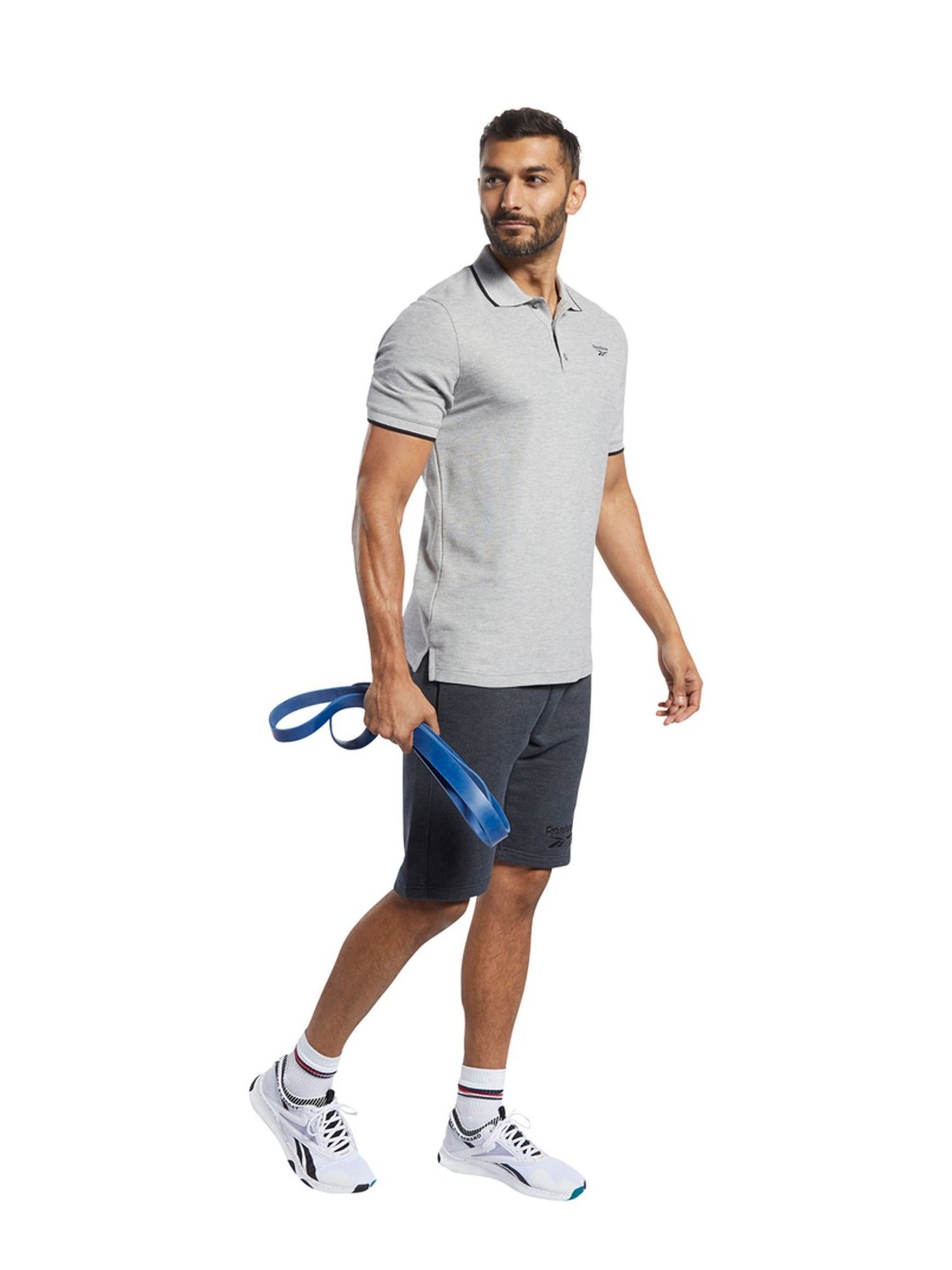 Reebok TE POLO Grey Slim Fit Polo T-Shirt