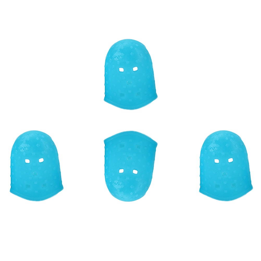 4 Pcs Guitar Fingertip Protectors Silicone Finger Guards Finger Picks Protector Finger Caps for Ukulele Electric Guitar Mandolin - Cyan (M)