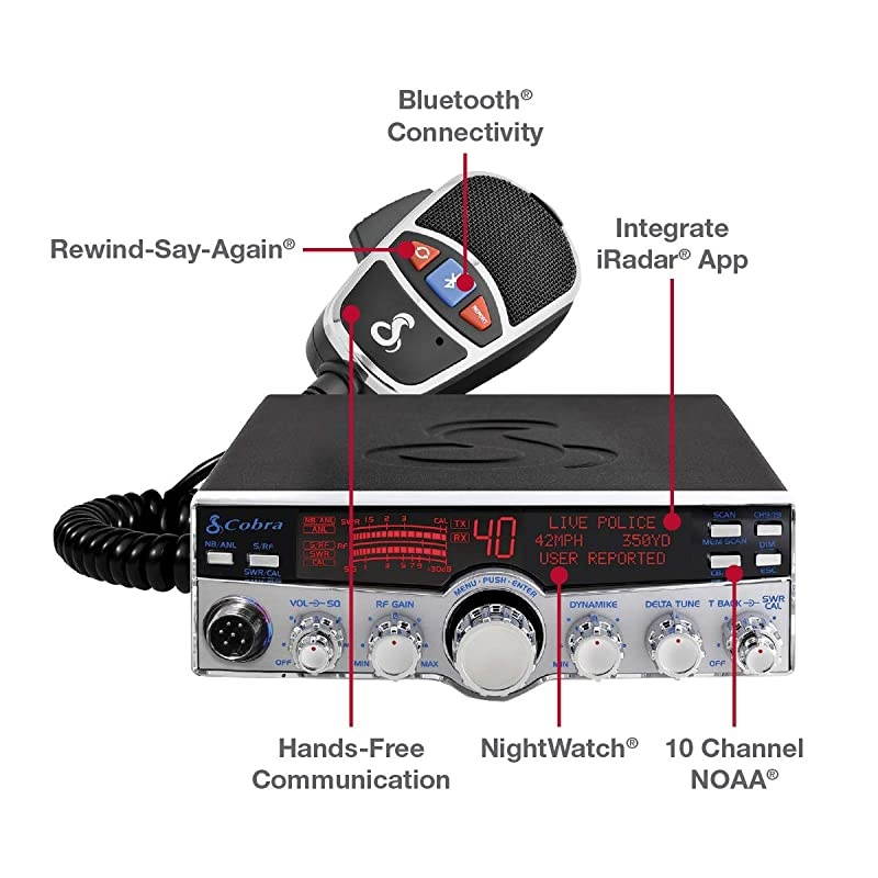 29 LX MAX Smart Full Featured Professional Cb Radio Bluetooth Legal Hands Free Iradar App Integrated 4Color Lcd Noaa Alerts RewindSayAgain BlackSilver Black amp Silver