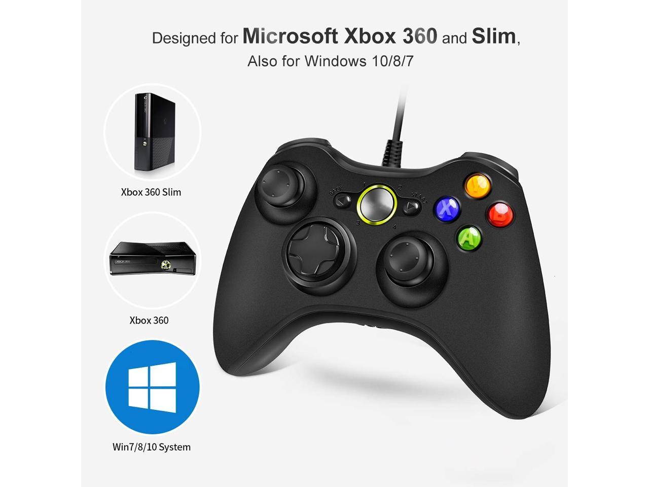 Xbox 360 Wired Controller,  RUIWEN USB Gamepad, Joypad with Shoulders Buttons, for Microsoft Xbox360/Xbox 360 Slim/PC Windows 7 8 10 Game (Not Official Controller)