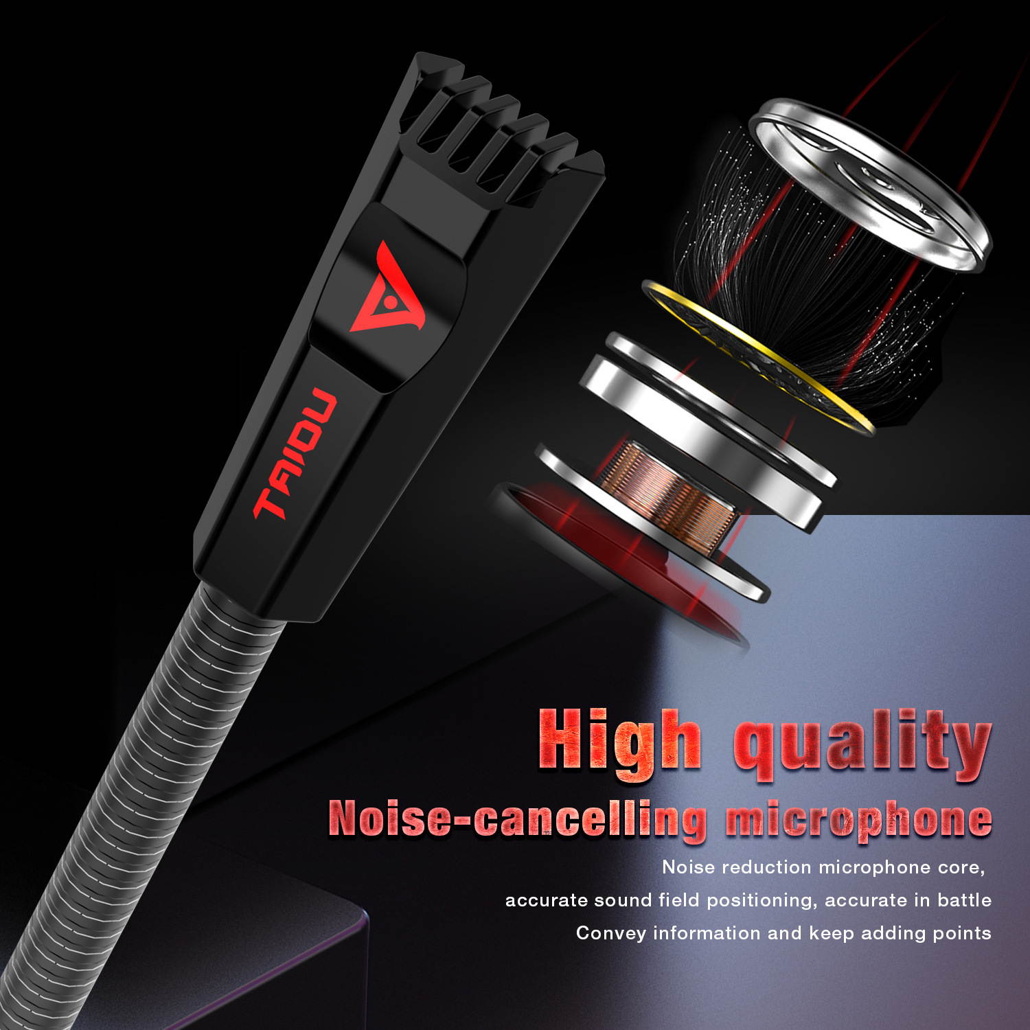 Computer microphone RGB light-emitting flexible USB microphone drive-free voice chat video conference microphone