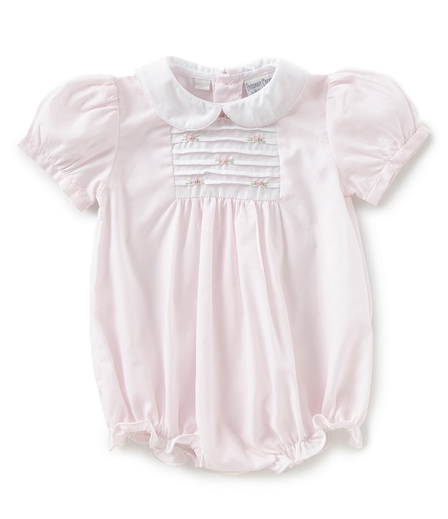 Friedknit Creations Baby Girls 3-9 Months Rosette Pintuck Romper
