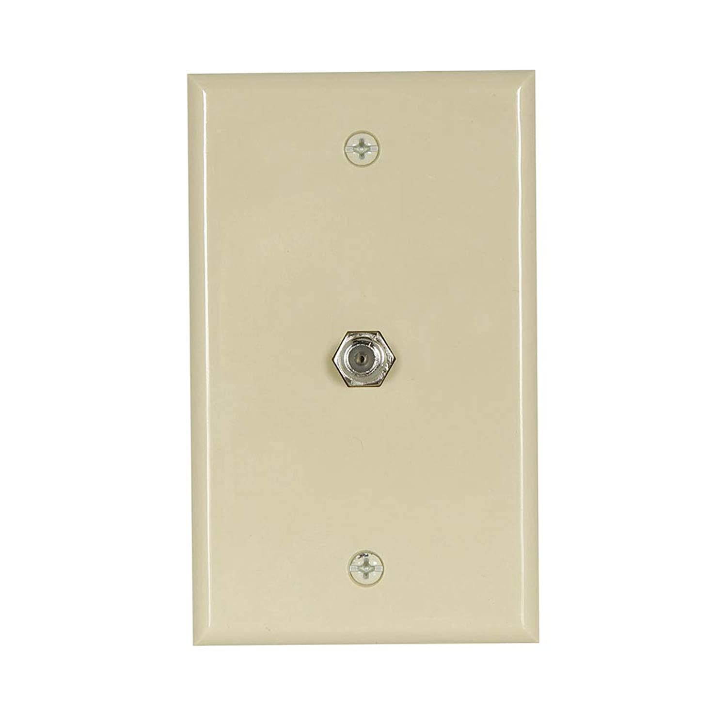 EATON 1172V Type F Jack with Wall Plate, 1 Port, 1 Gang, One Size, Ivory