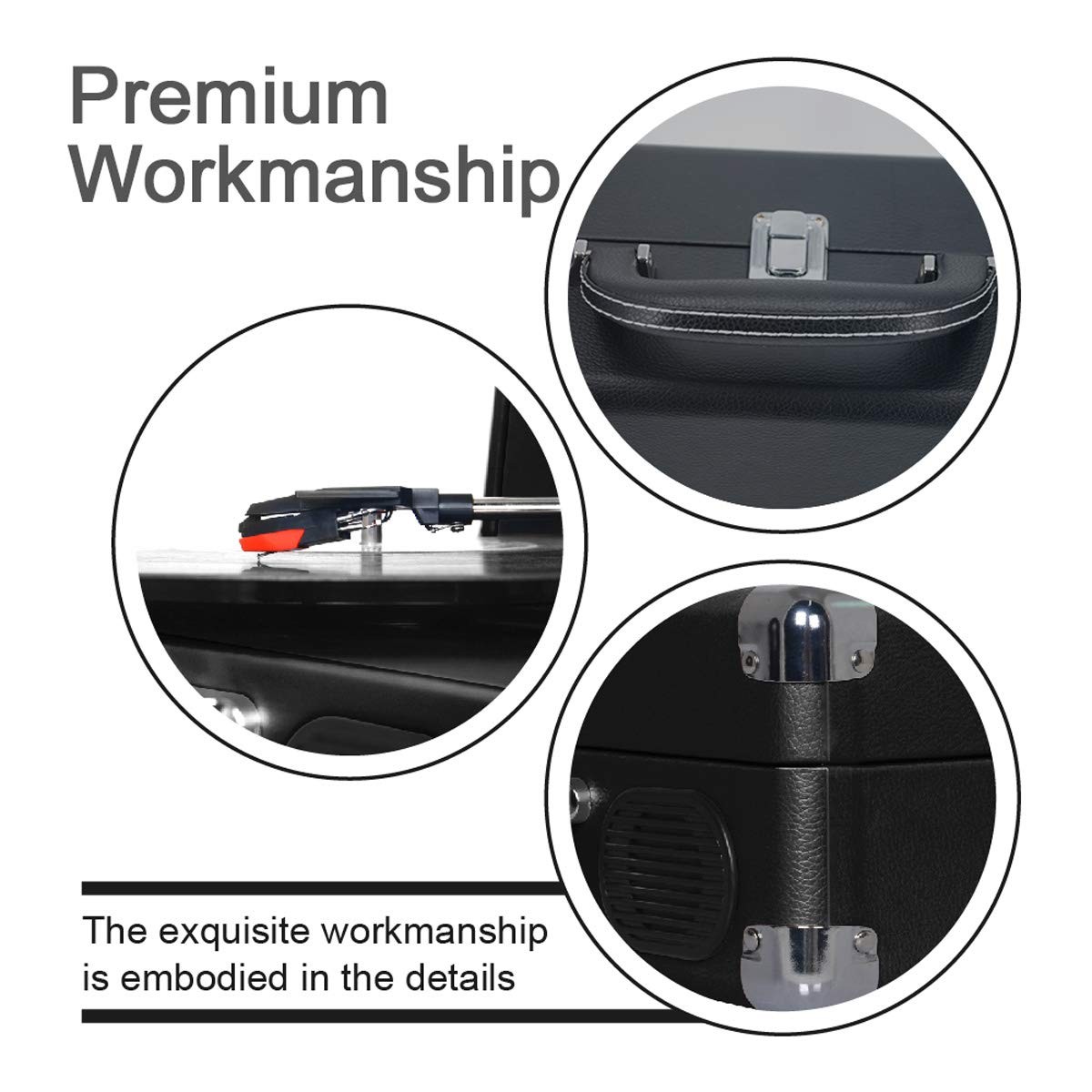 LP&No.1 Portable Suitcase Turntable with Stereo Speaker,3 Speeds Belt-Drive Vinyl Record Player Blue