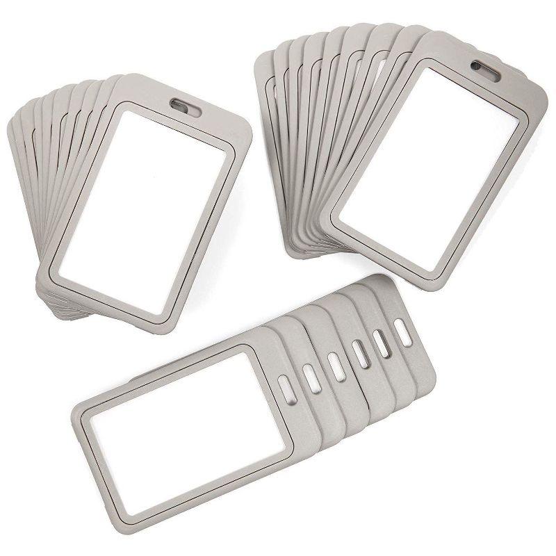 Juvale 25-Pack Hard Plastic ID Badge Holder, Vertical Slide Open Name Tag for Security Pass, Membership Card, Employee & Student