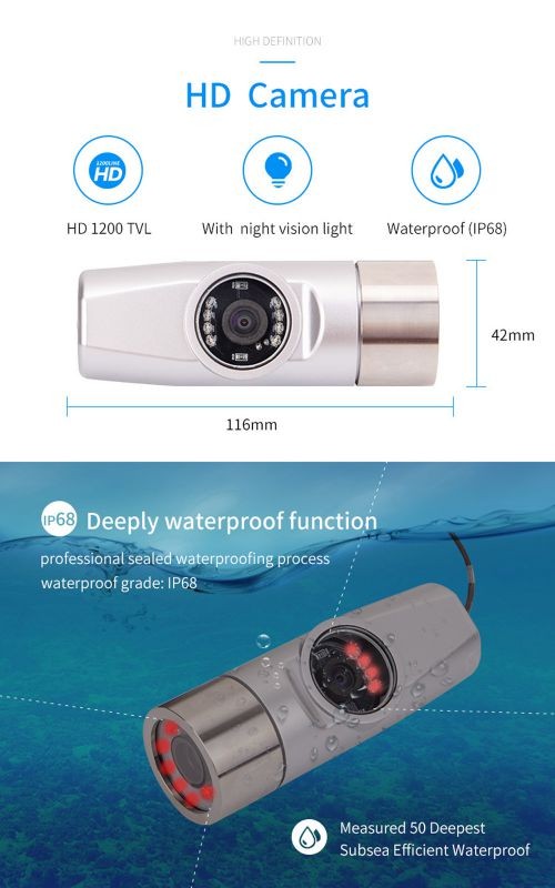 15m Dual lens 9" HD LCD Monitor Fish Finder Underwater Fishing Video Recording DVR