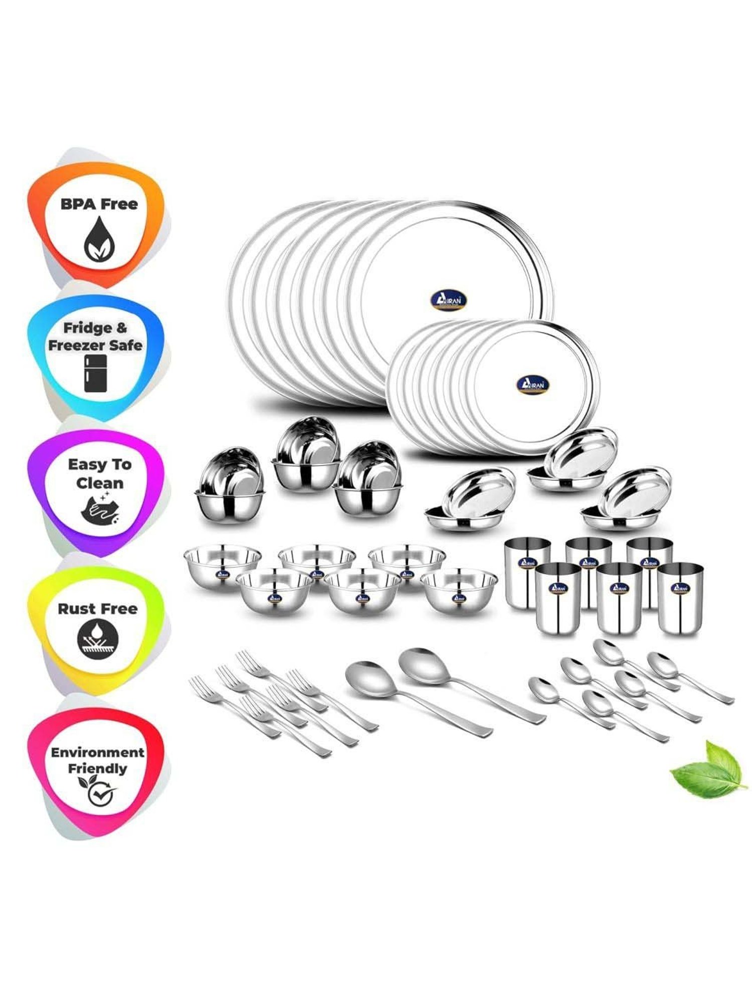 Airan Silver Stainless Steel 50 Pcs Dinner Set