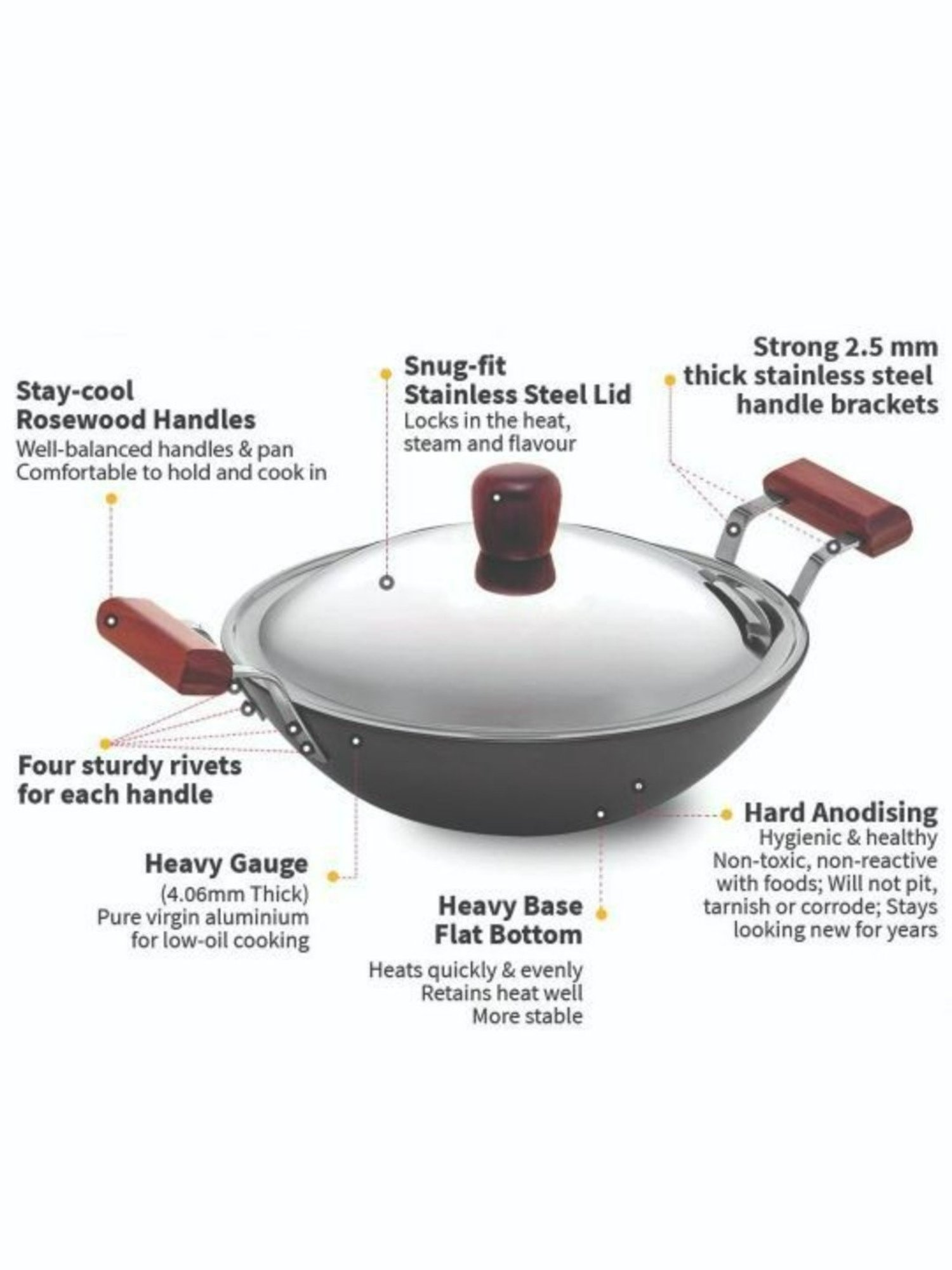 Hawkins Black Aluminium Deep Fry Pan With Lid (3.75L)