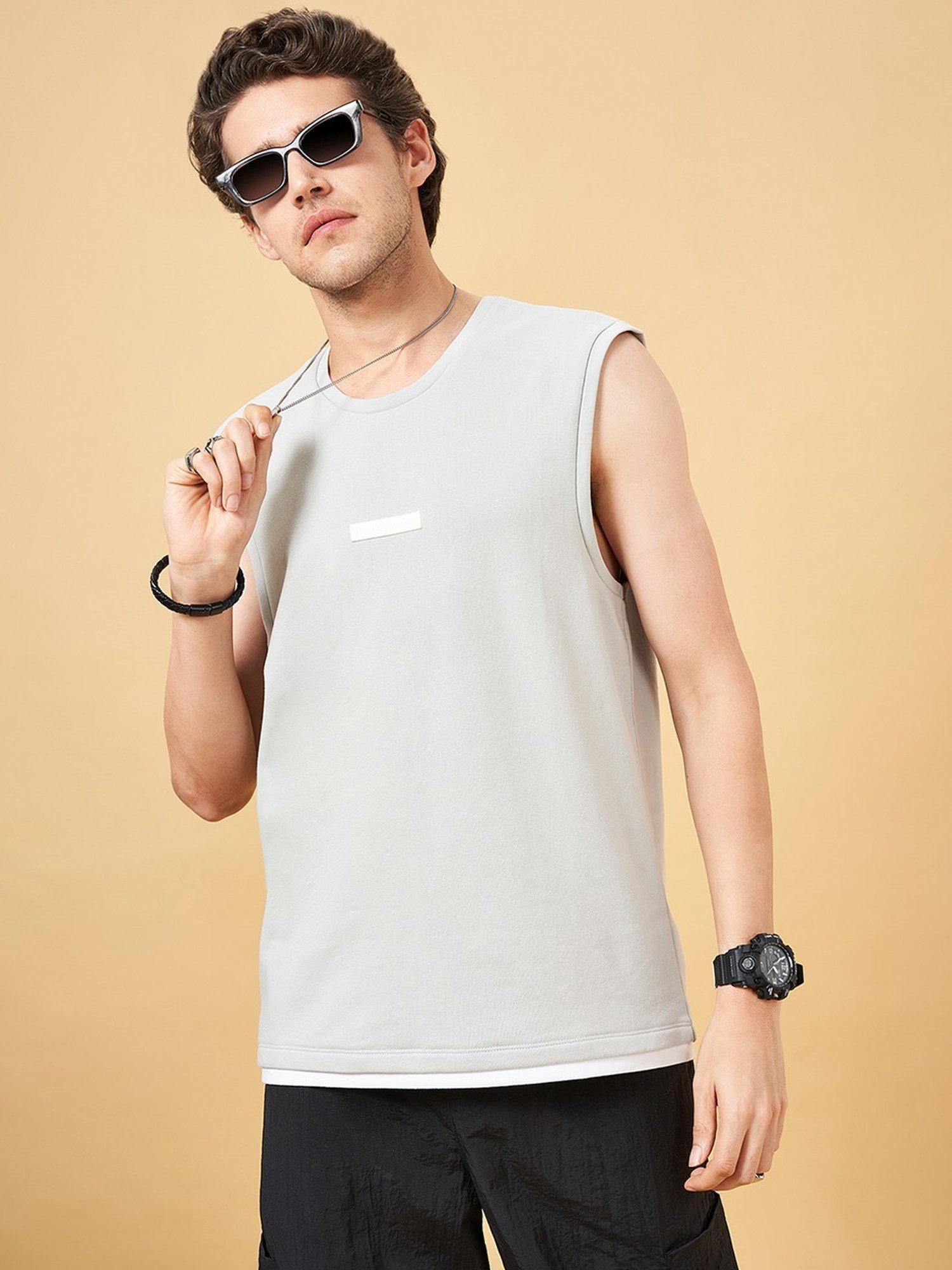 Street 808 By Pantaloons Gray Violet Regular Fit Vest