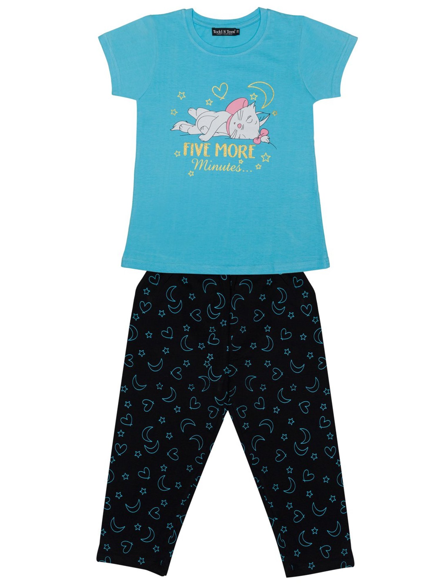 Todd N Teen Girls Blue & Navy Printed T-Shirt with Capris
