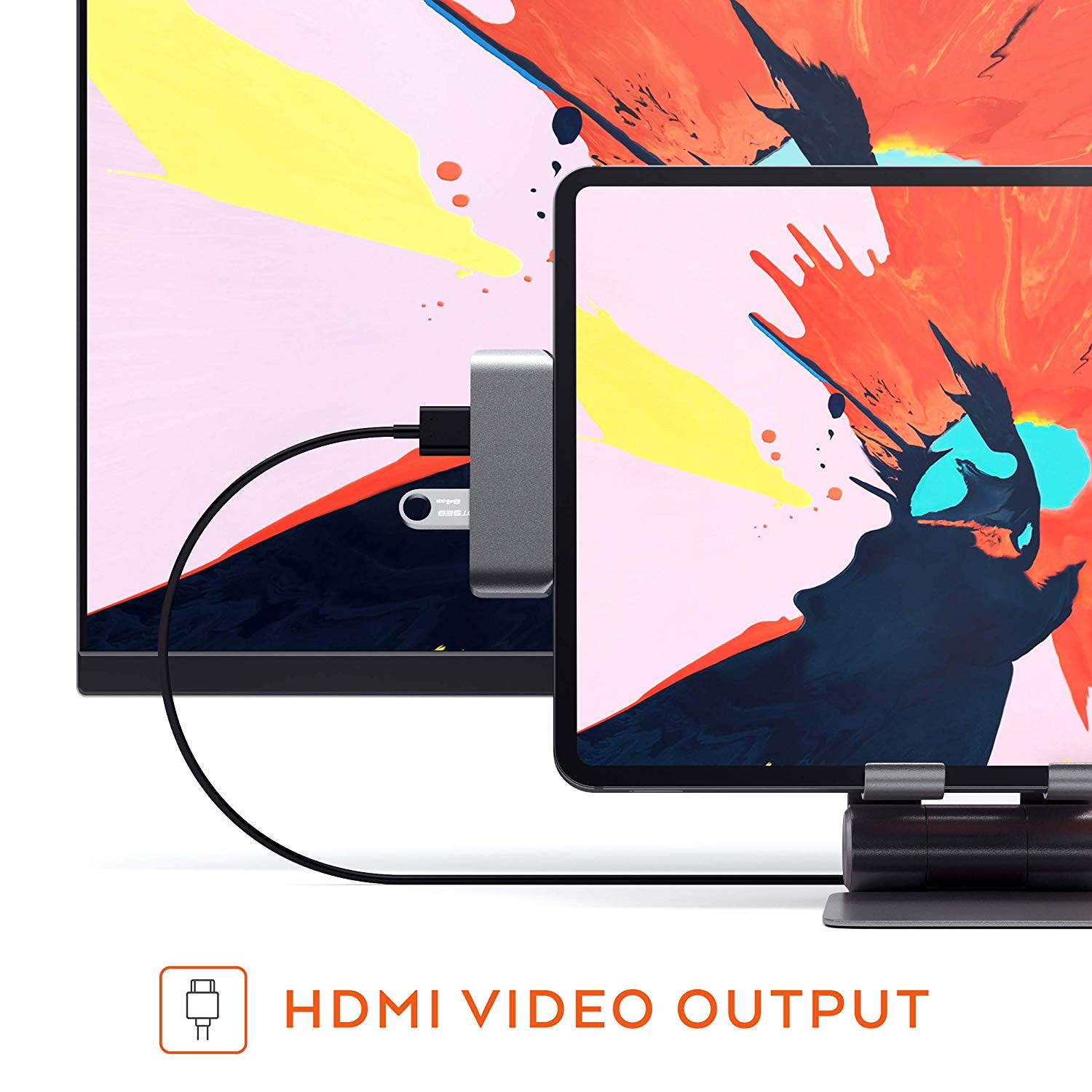 ESTONE USB C Hub Adapter for iPad Pro Accessories 2018 12.9" 11", 4 in 1 Type C Dongle Docking Station with HDMI Converter, 3.5mm Headphone Jack, USB-C PD Charging, USB 3.0, Silver