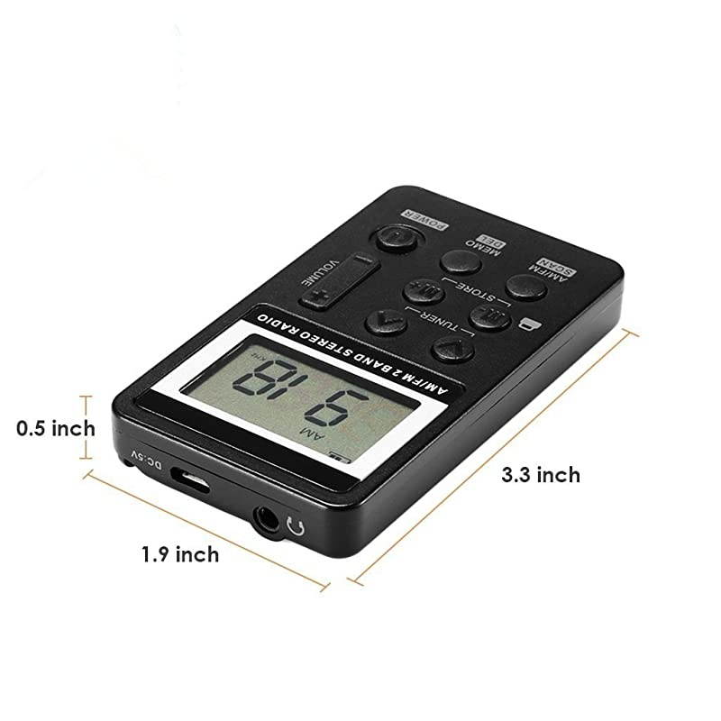 FM Radio,Mini Portable Pocket Radio Receiver with Earphone,Rechargeable Battery for Walk/Jogging/Gym/Camping (Black)