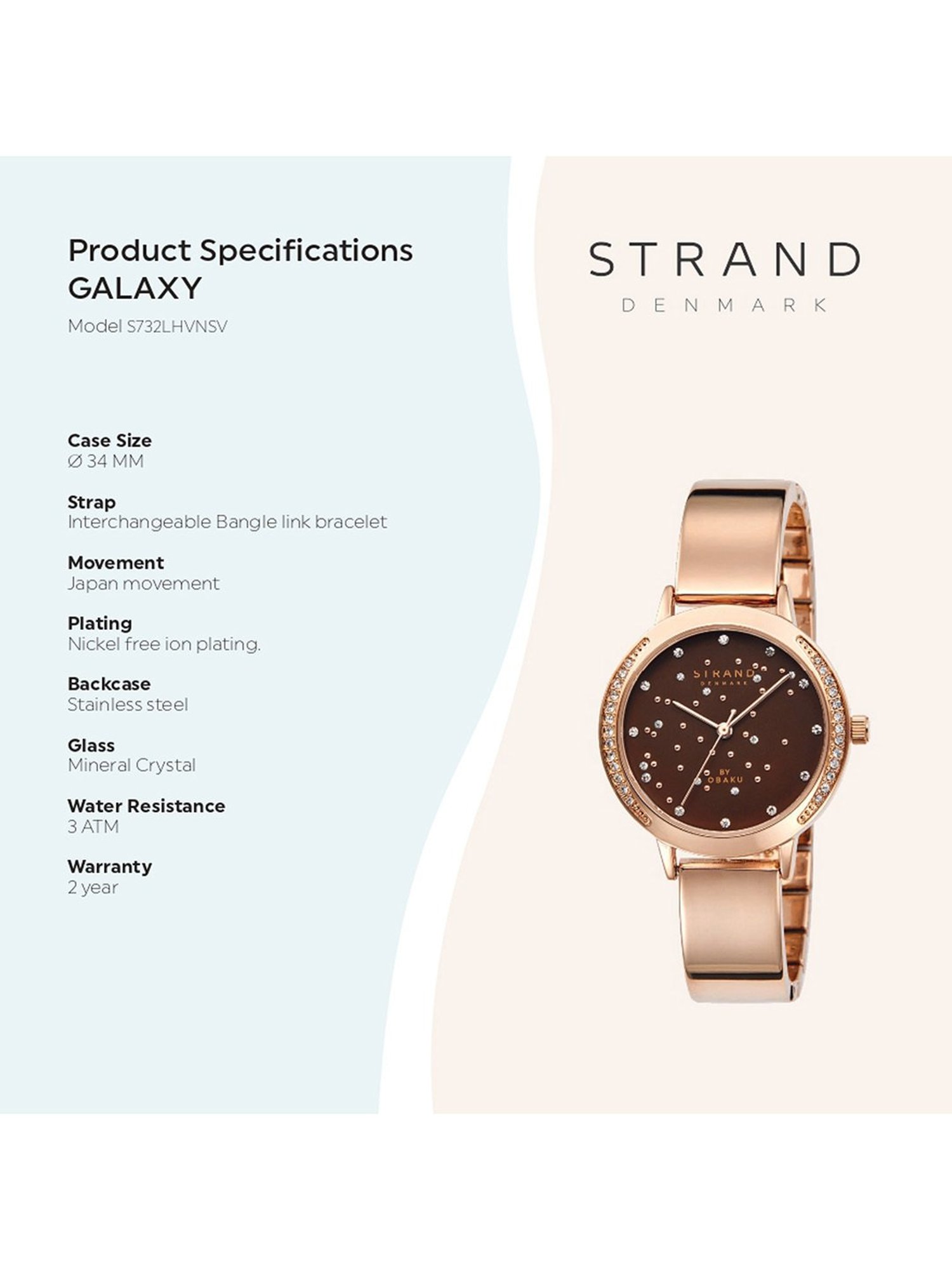 Strand By Obaku S732LHVNSV Galaxy Coffee Analog Watch for Women