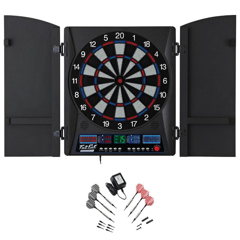 Fat Cat Electronx 13.5 Inch Electronic Soft Tip Classic Dartboard Game Cabinet
