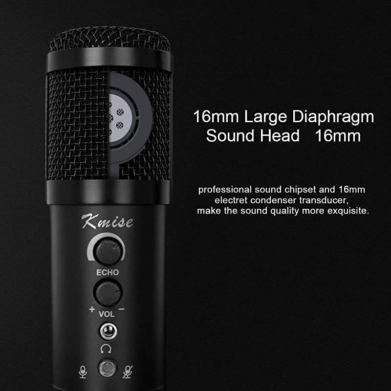 USB Condenser Microphone for WindowMacMultipurpose mic for Gaming Recording Broadcast with Adjustable mic Stand Black