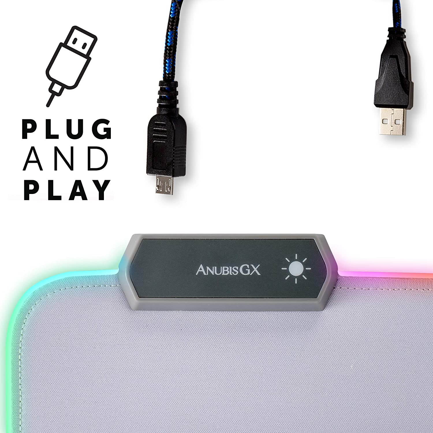 White RGB Gaming Mouse Pad XL, Best Premium XXL Computer Gaming Desk Mat; 10 Glowing LED Types, Large Waterproof Extended Mousepad Surface, Non-Slip Gamer RBG Precision 31.5 x 11.8 in